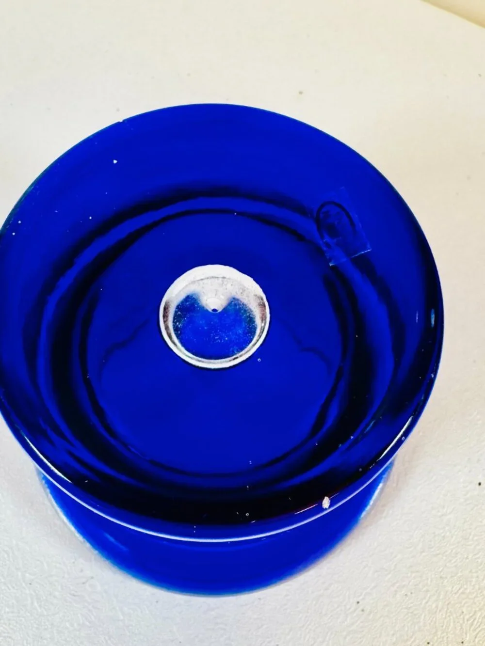 Vtg Cobalt Blue Handblown Glass Candle Holder Control Bubble Shaklee Spirit 2003